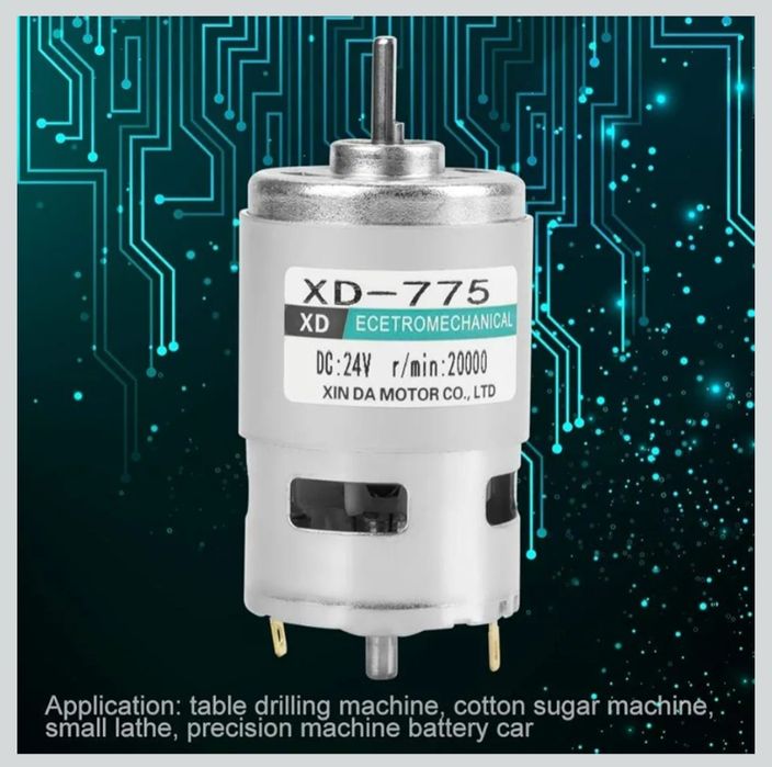 Silnik prądu stałego, XD-775 12 V / 24 V cichy silnik do wiertarki