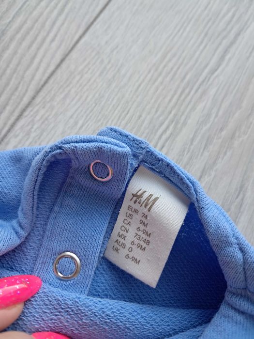 Bluza bez kaptura niemowlęca dziewczęca z kołnierzykiem falbanki H&M