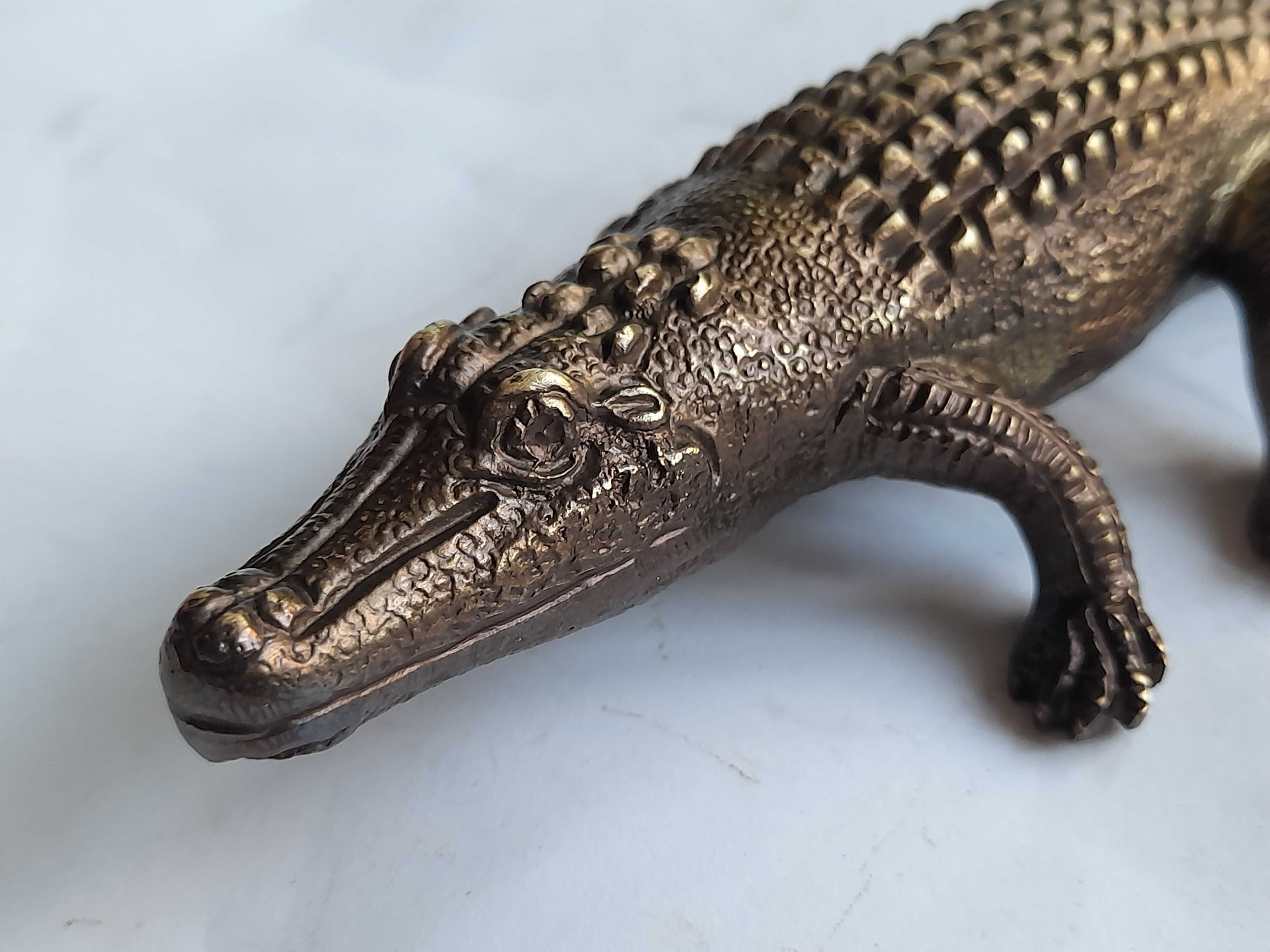 Krokodyl duży mosiądz - na biurko lub do ogrodu