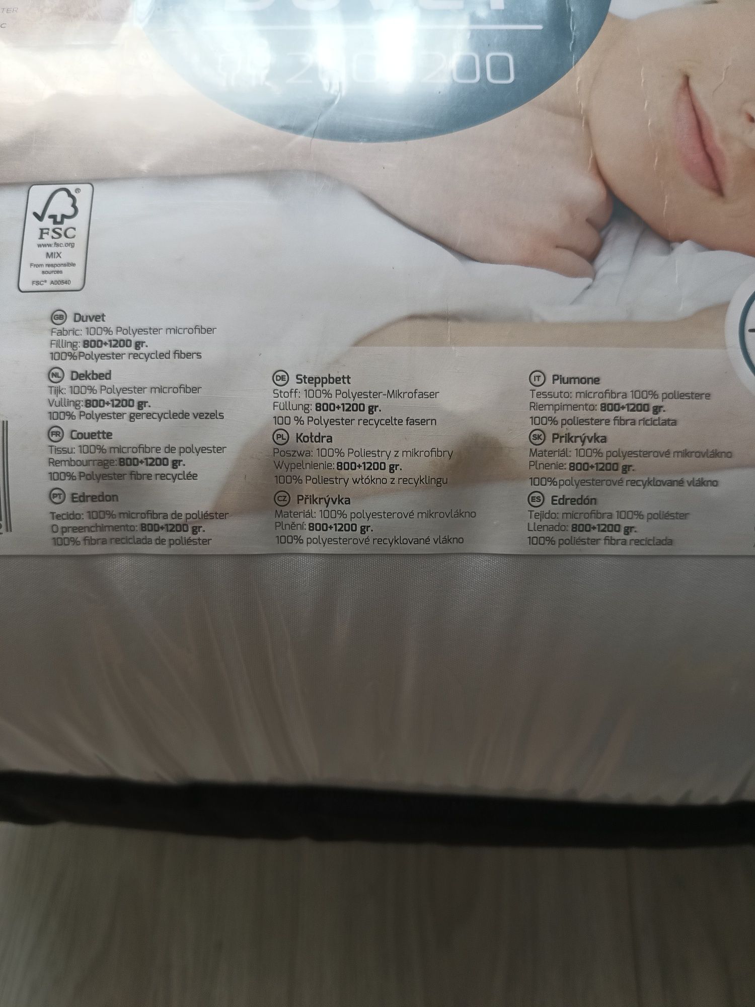 Nowa kołdra Comfibeds 200x200 – 100% poliester z  mikrofibry, całorocz