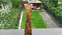Wazon sękacz PRL, typ murano, kolorowy, tęczowy, 31 cm