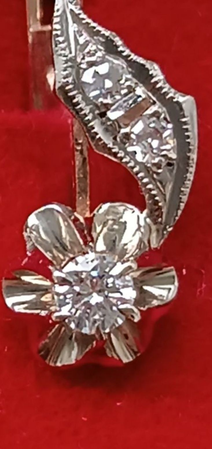Серьги сережки золото 583 ссср с бриллиантами з діамантами 0,27ct 4,0г
