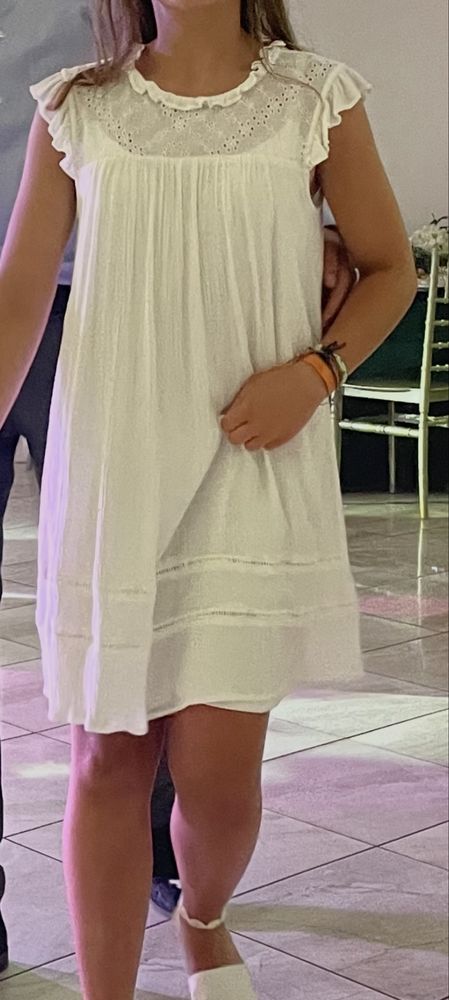 C& luźna biała sukienka ażurowa muślinowa styl boho krój A rozmiar S