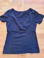 Czarny bawełniany top do karmienia marki H&M rozmiar S