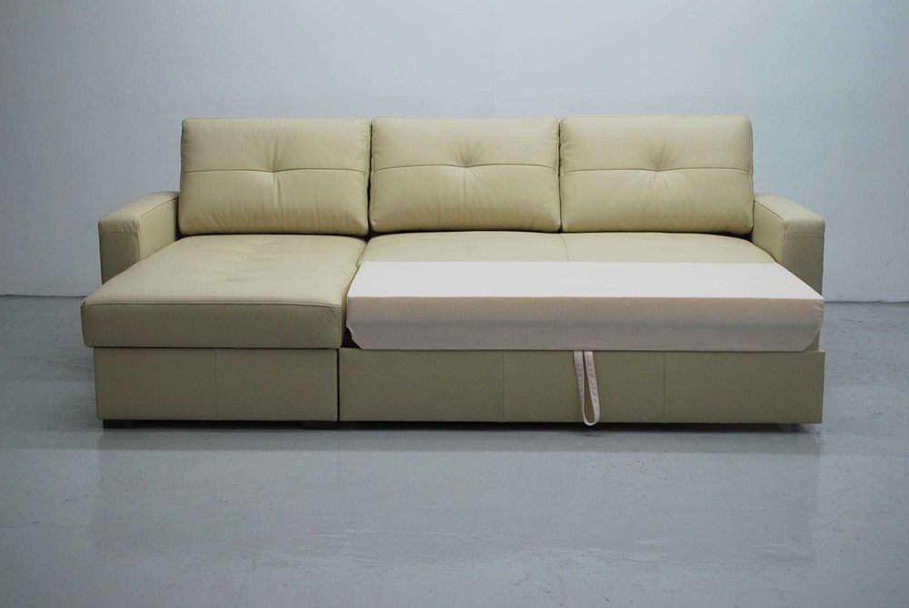 FAB 1100 beżowa skóra naturalna narożnik, rogówka kanapa sofa spanie