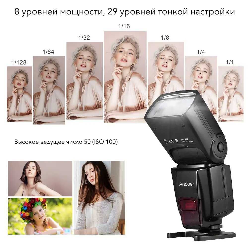 Вспышка Andoer AD-560 II для камеры Canon, Nikon, фото