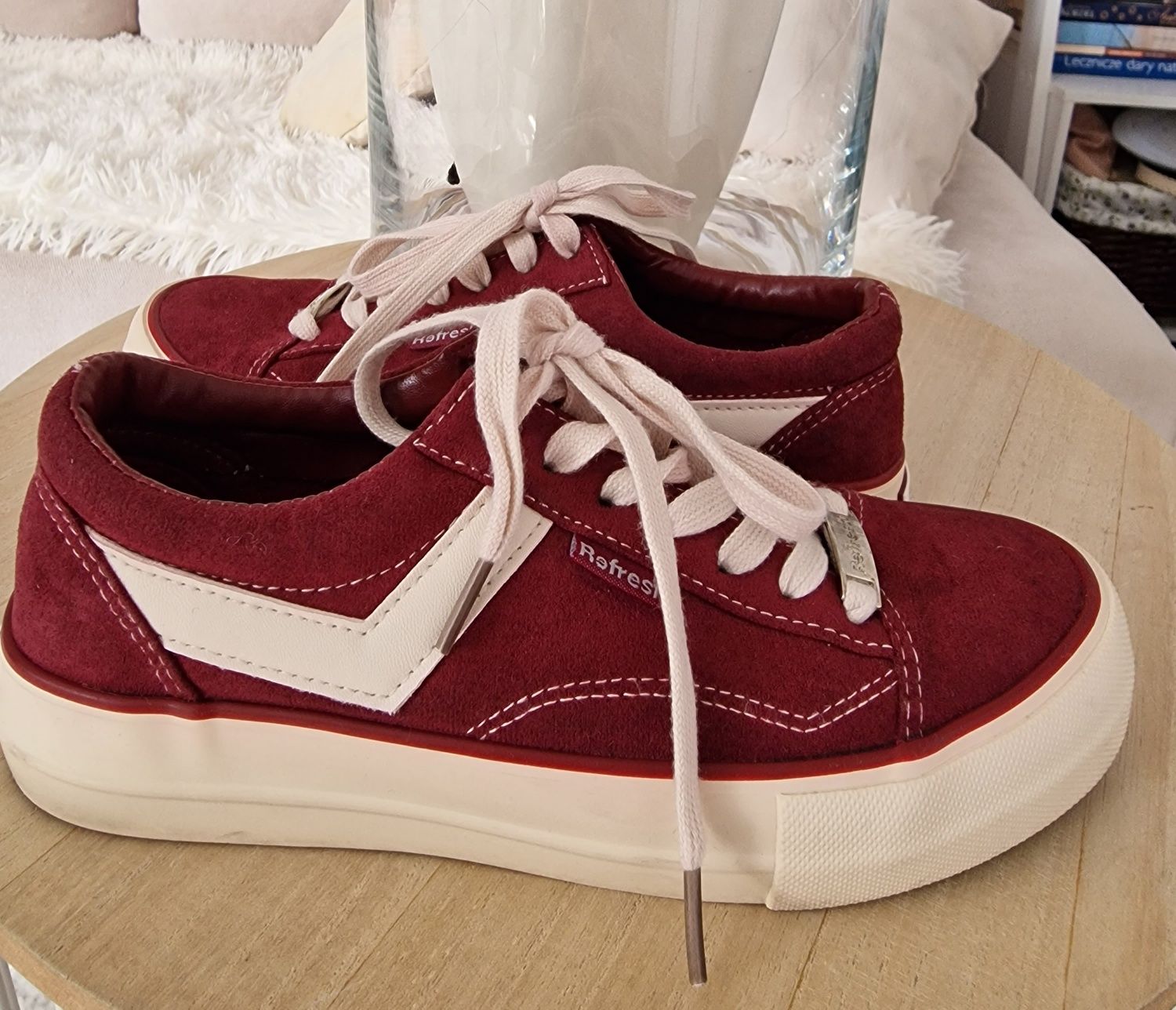 Sneakersy, bordowe,zamszowe" Refresh".