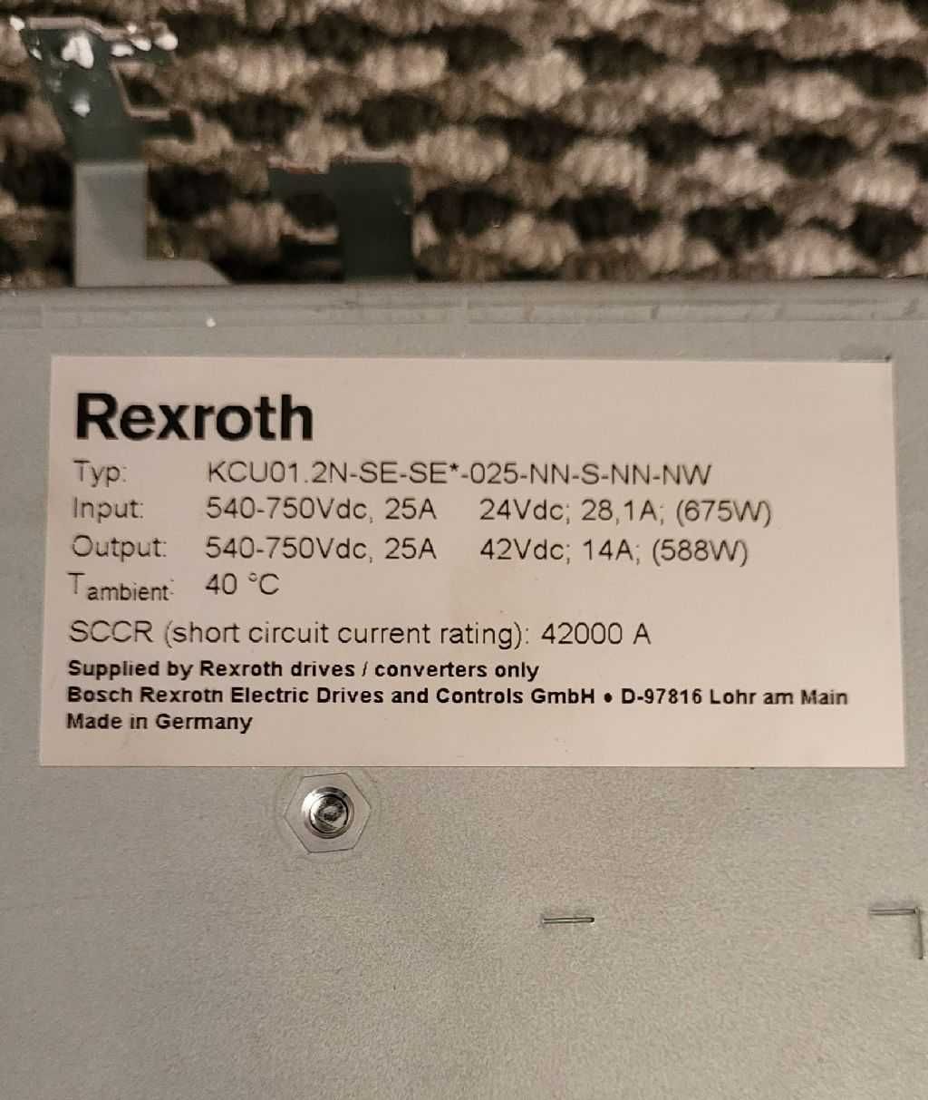 Rexroth IndraDrive M KCU01.2N-SE-SE*-025-NN-S-NN-NW
