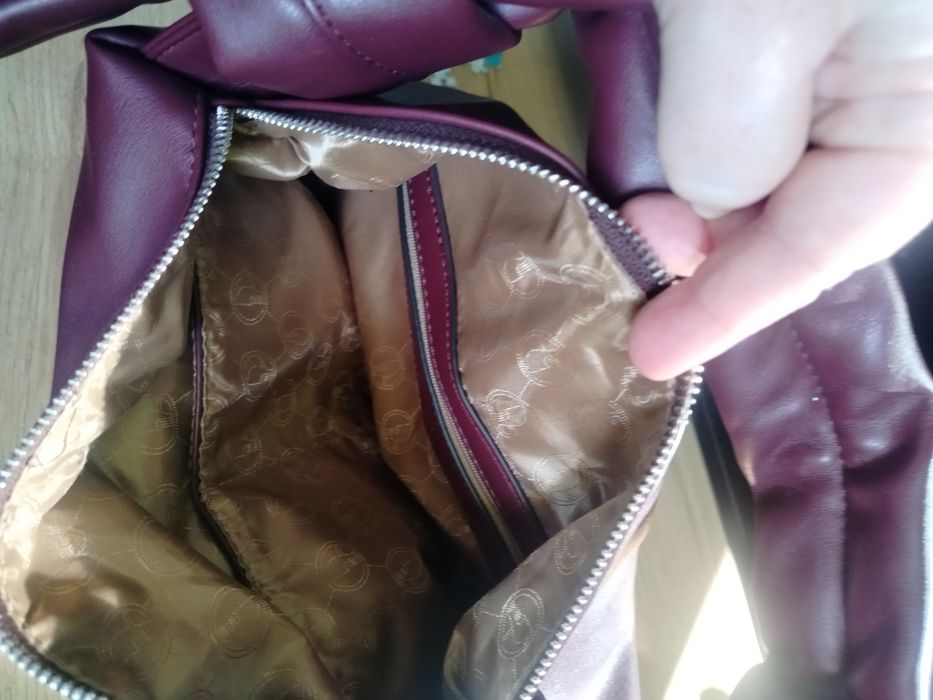 Torebka damska miękka Puccini zamek śliwka burgund nowa