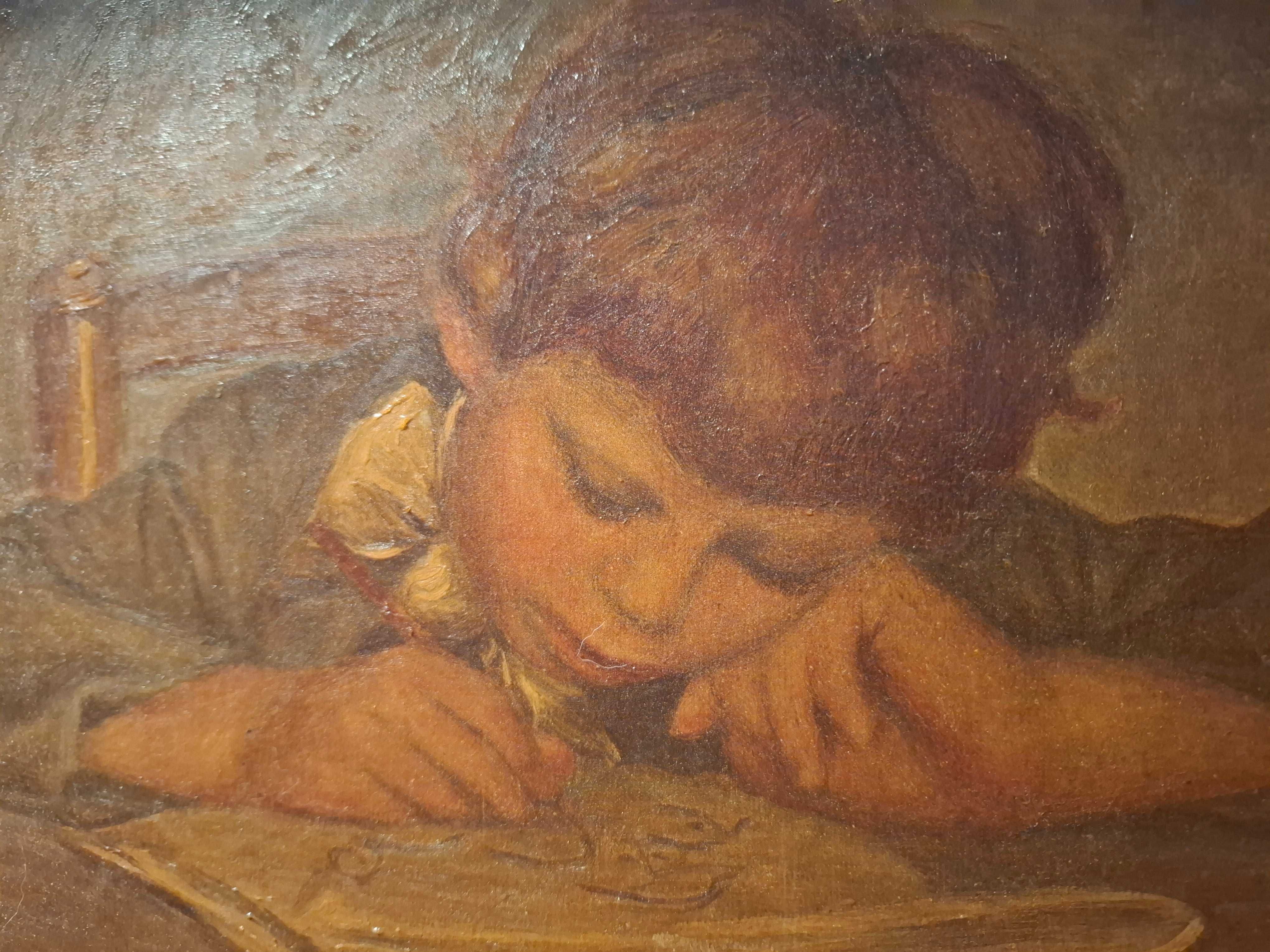 NN kopista, "Uczeń" Renoira, École française obraz na płótnie 42x47cm