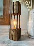 Lampa stojąca loft drewno