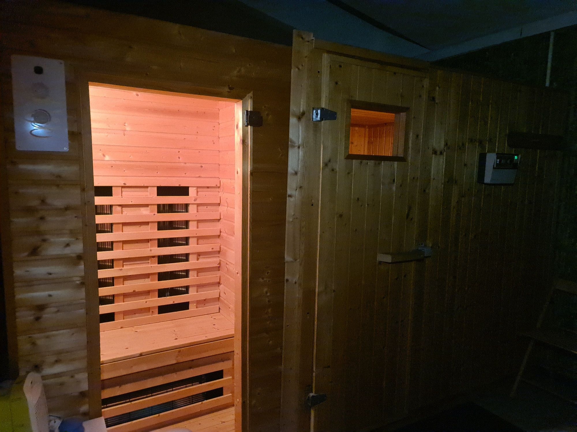 Sauna sucha fińska + sauna infrared 2 sztuki z kabiną prysznicową