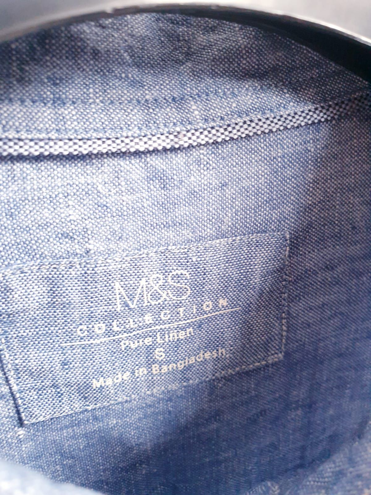 Niebieska koszula męska M&S 100% len lniana
