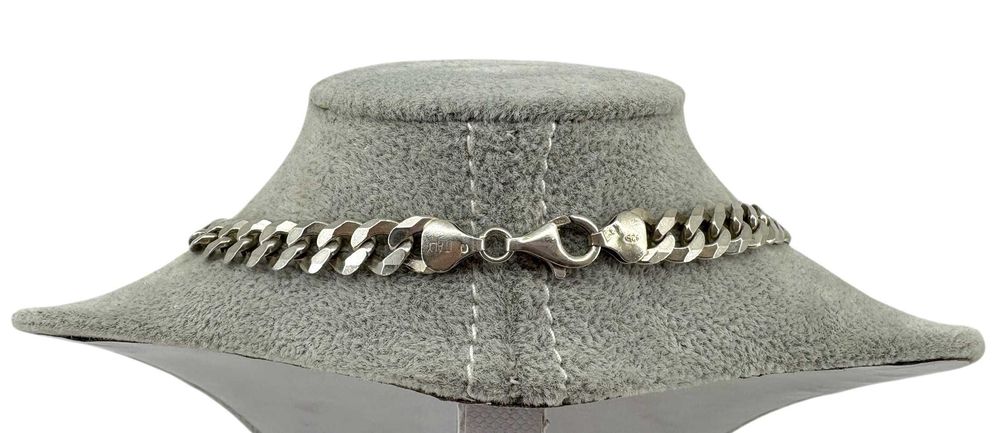 Masywny Srebrny Łańcuszek z Krzyżykiem Pancerka 49.76G 925 50CM