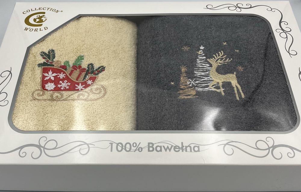 Komplet 2 ręcznikow 50/100 cm Gotowy prezent świąteczny !