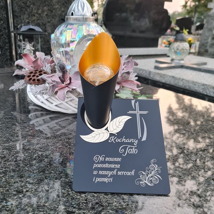 Solarny znicz LED STATUETKA na cmentarz grób duża wieczna lampka