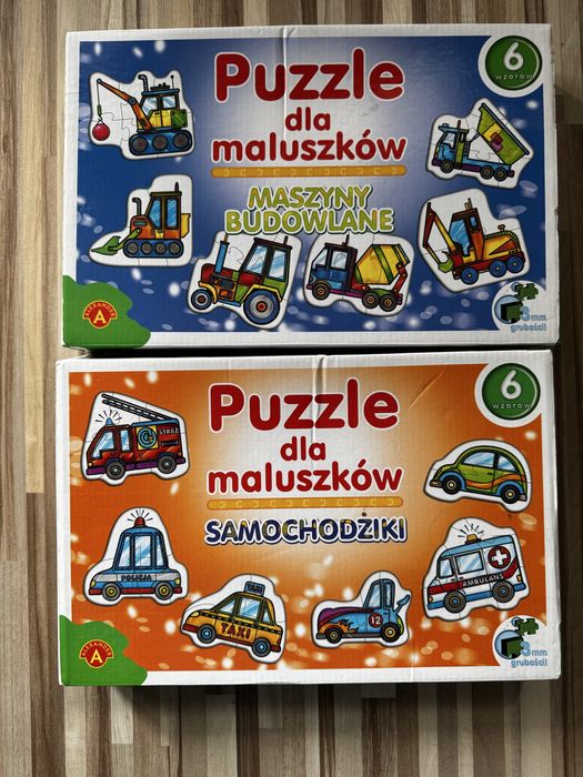 Puzzle dla maluszków – Maszyny budowlane + Samochodziki