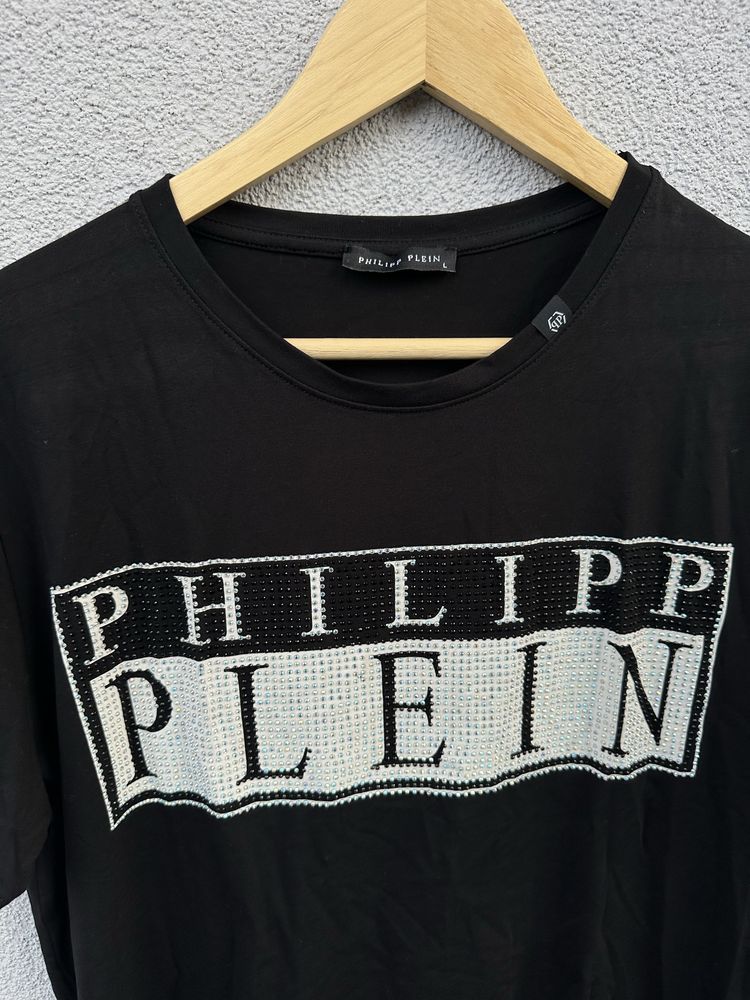 Philipp Plein L czarna koszulka z logo tshirt tee