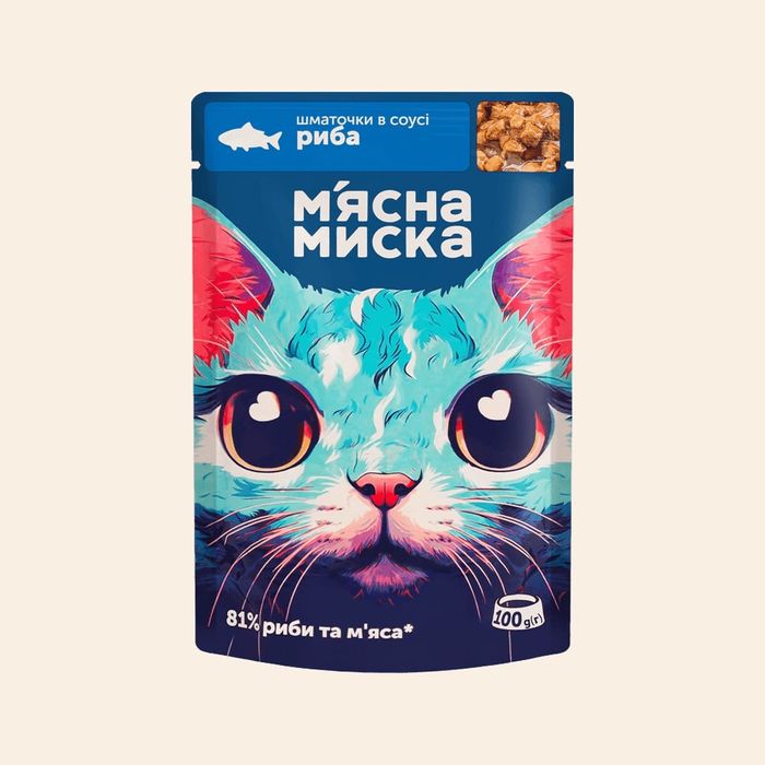 Вологий корм пауч М‘ясна Миска 100г для котів та собак