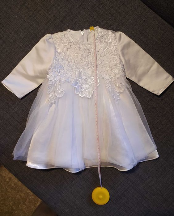 Sukienka biała rozmiar 68 płaszczyk czapeczka chrzciny chrzest