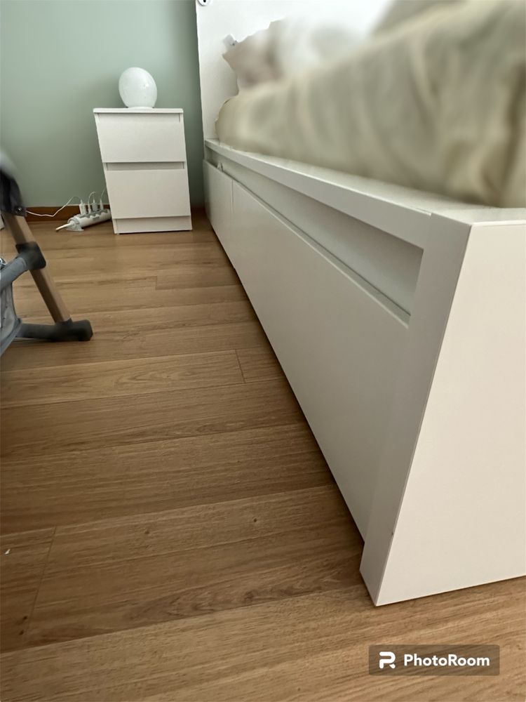 Kit Quarto Malm IKEA (Cama+mesas de cabeceira+Colchão+Candeeiro)