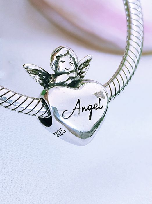 Serce z aniołem napis angel Charm's modułowy