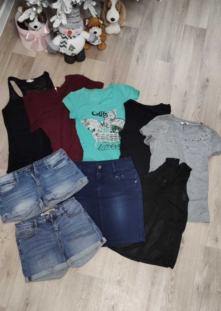 Набір жіночих речей (футболки, шорти, джинсова спідниця)