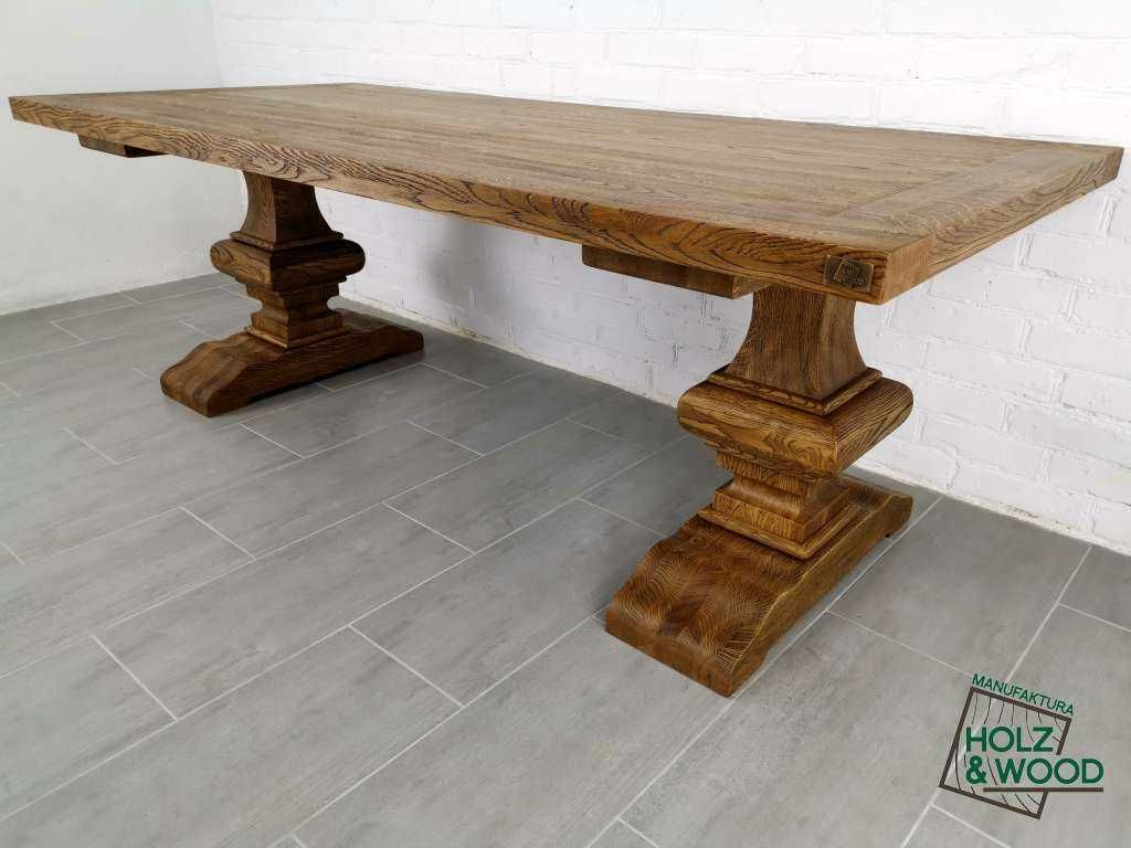 Stół dębowy masywne rzeźbione nogi Classico Manufaktura Holz & Wood