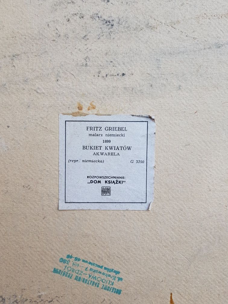 Obraz bukiet kwiatów akwarela Fritz Griebel 1899r Dom książki