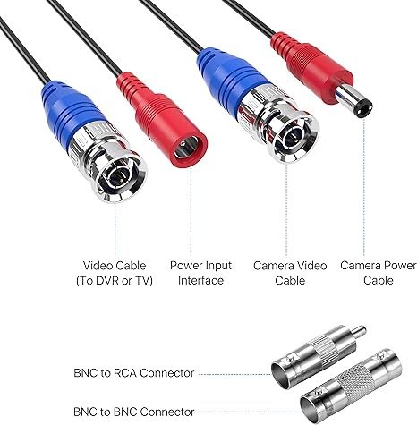 zosi kabel wideo, zasilający bnc do kamer cctv 4 szt 30 m