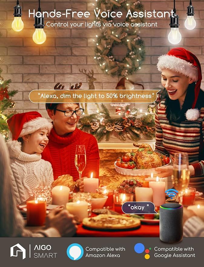 Aigostar Inteligentna Żarówka LED E14, WiFi, Alexa, 4,5W – 4 szt.