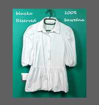 bluzka Reserved, 100% bawełna, biała, bawełniana, wyprana