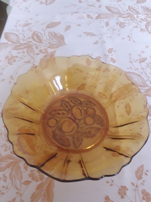 Miska szklana na owoce Prl, średnica 24 cm