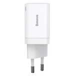 Ładowarka Baseus 30W Usb-C I Usb Szybkie Ładowanie Podwójny Port Biała