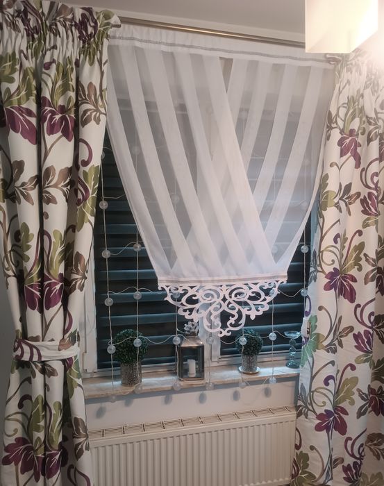 Eleganckie grube zasłony w kwiaty 2 sztuki