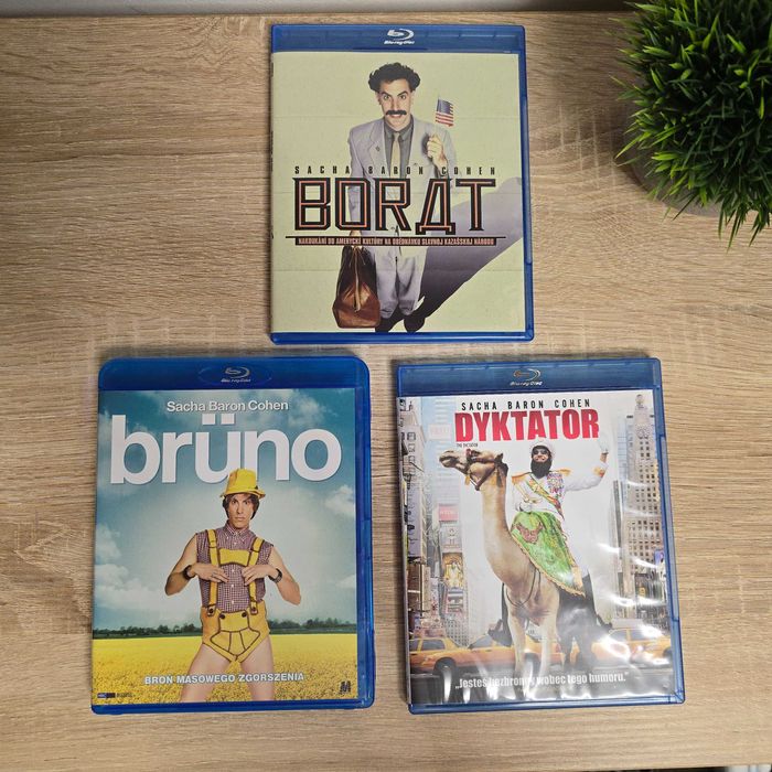 Filmy Bluray: Borat, Bruno, Dyktator (wszystko po Polsku), stan BDB