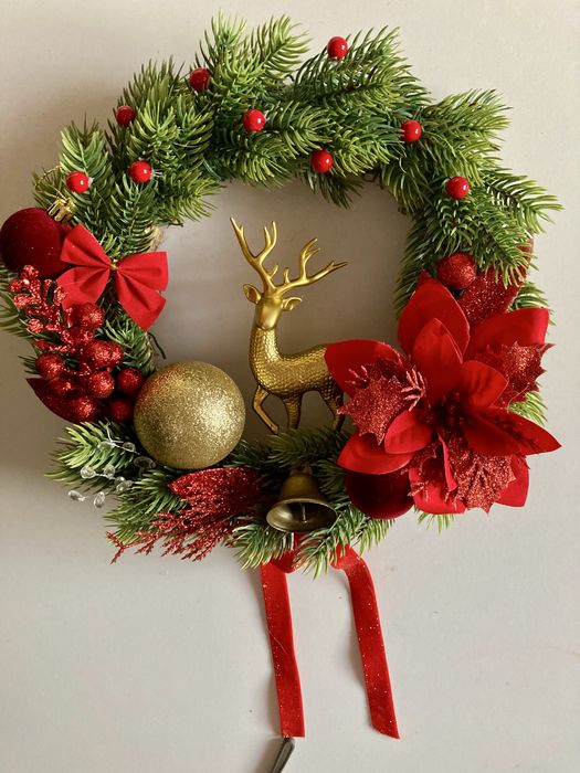 Wianek bozonarodzeniowy zimowy dekoracja drzwi okna naturalny