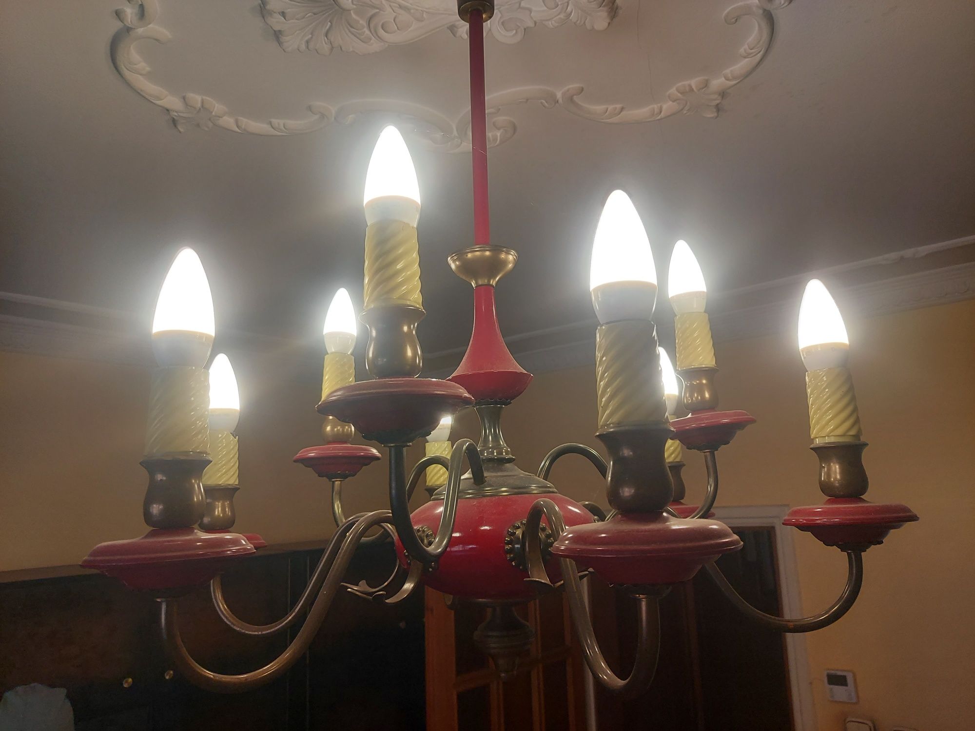 Okazja Sprzedam stary żyrandol,  mosiężna lampa.