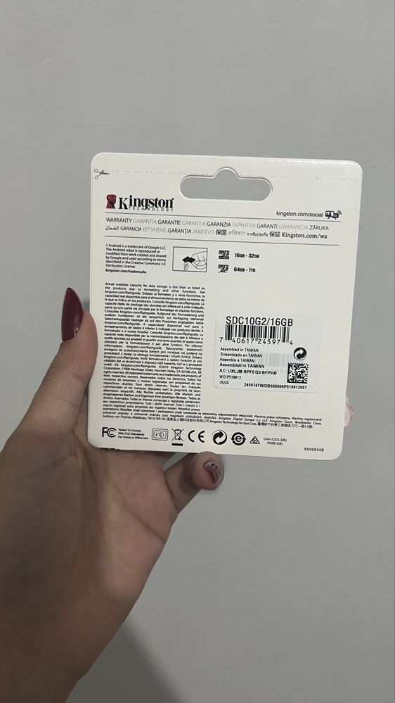 Cartão de memória 16gb