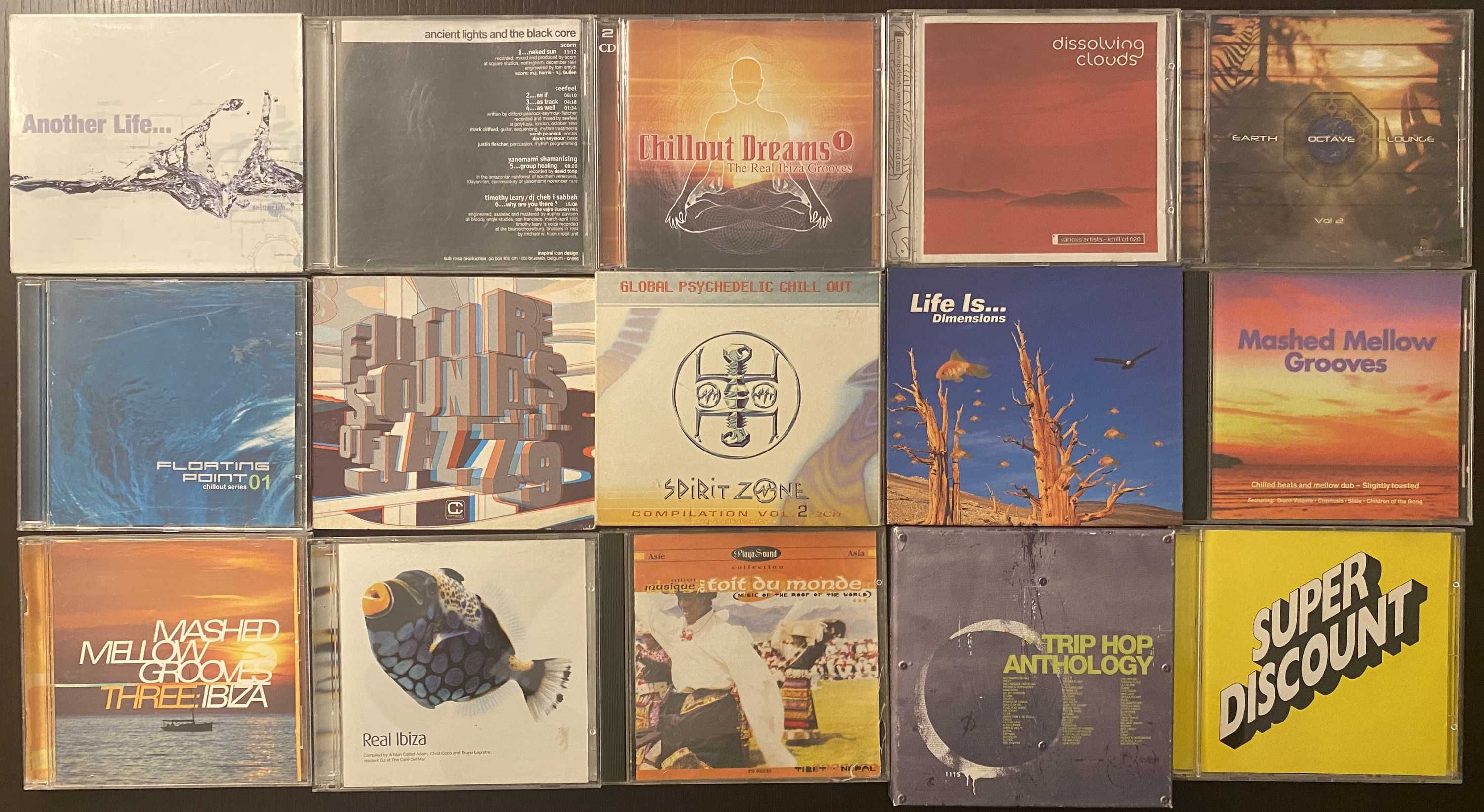 CDs: ambient, dub, trip hop, rock, jazz, world music, etc