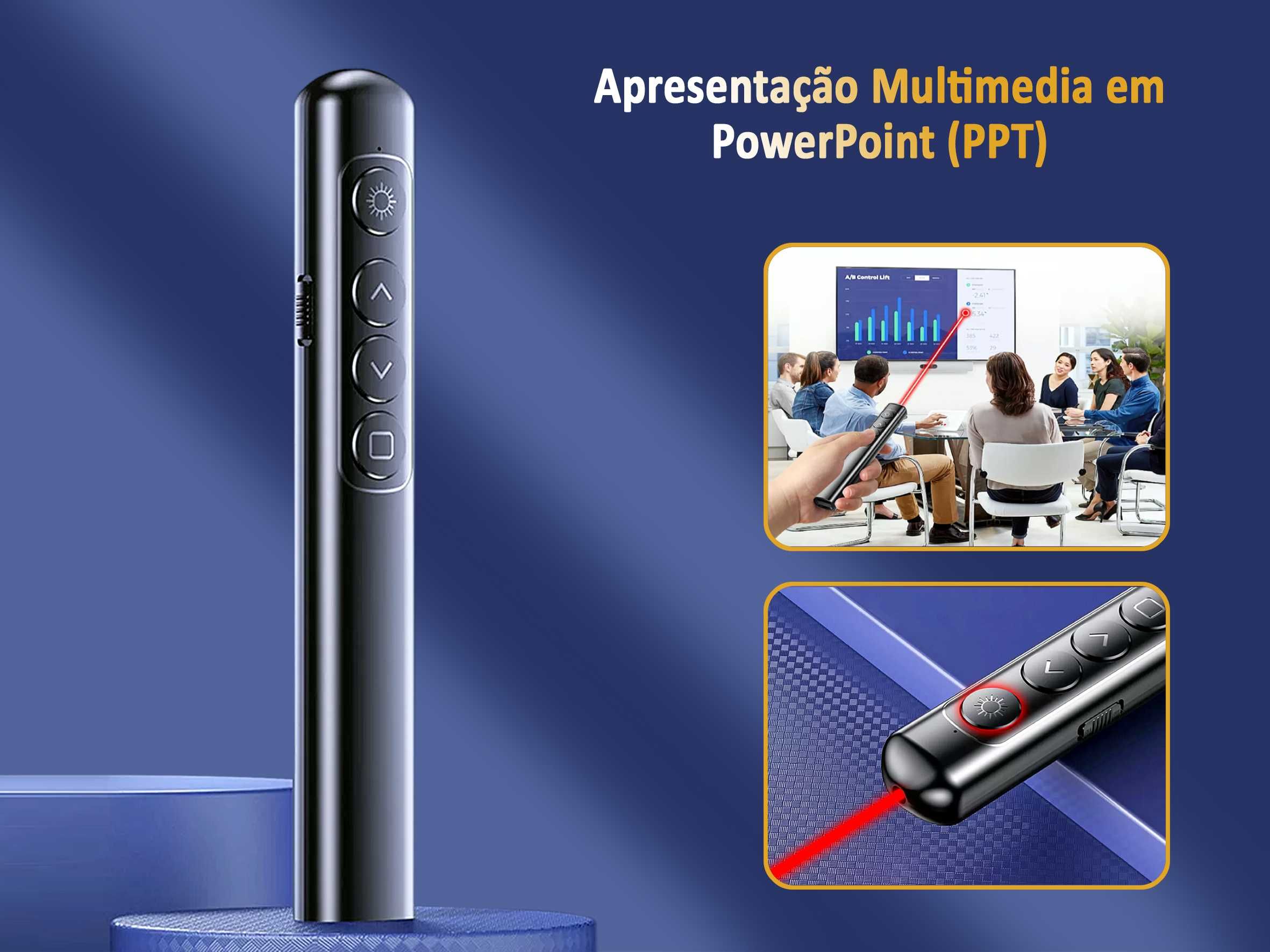 Apresentador PowerPoint sem fio com Ponteiro Laser 2.4Ghz USB
