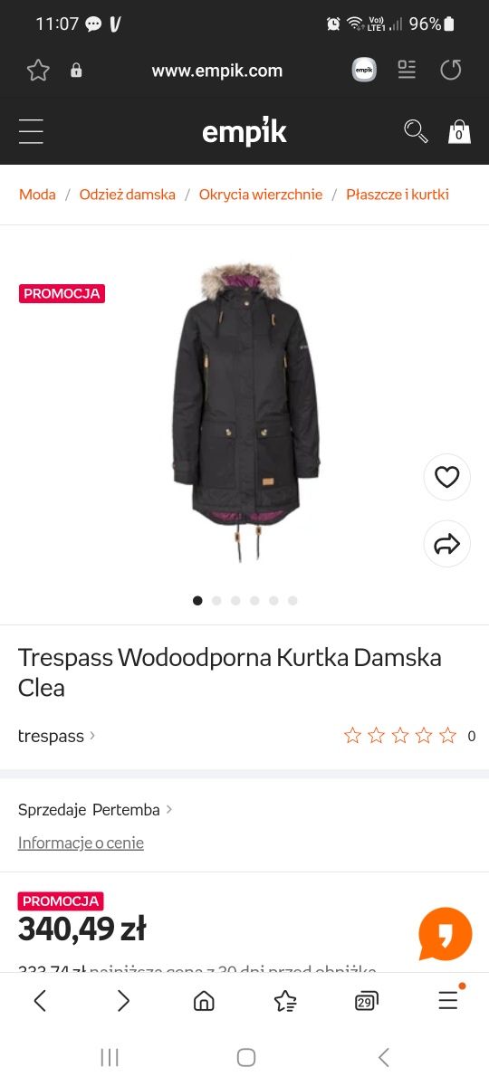 Trespass Wodoodporna Kurtka Damska Clea