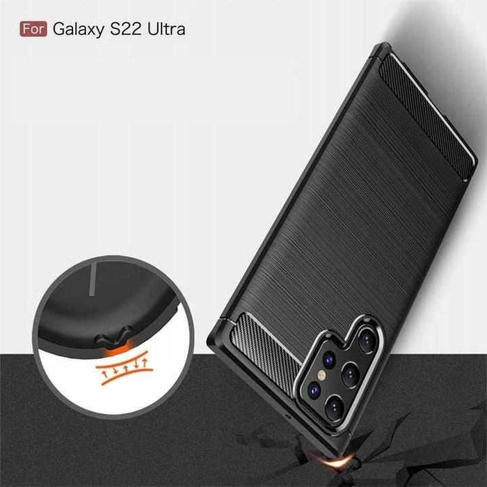 Etui Nakładka Carbon do Samsung Galaxy S22 Ultra + Szkło Hartowane