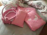 Conjunto cama de bebe + cesto de verga