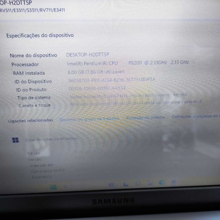 portátil Samsung com SSD 256GB