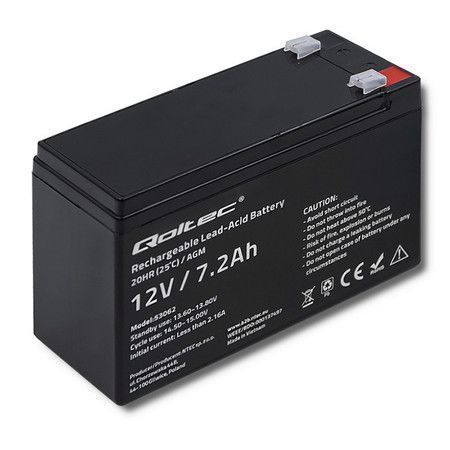 Akumulator AGM Qoltec 12V 7.2Ah HQ alarm samochodzik autko + ładowarka