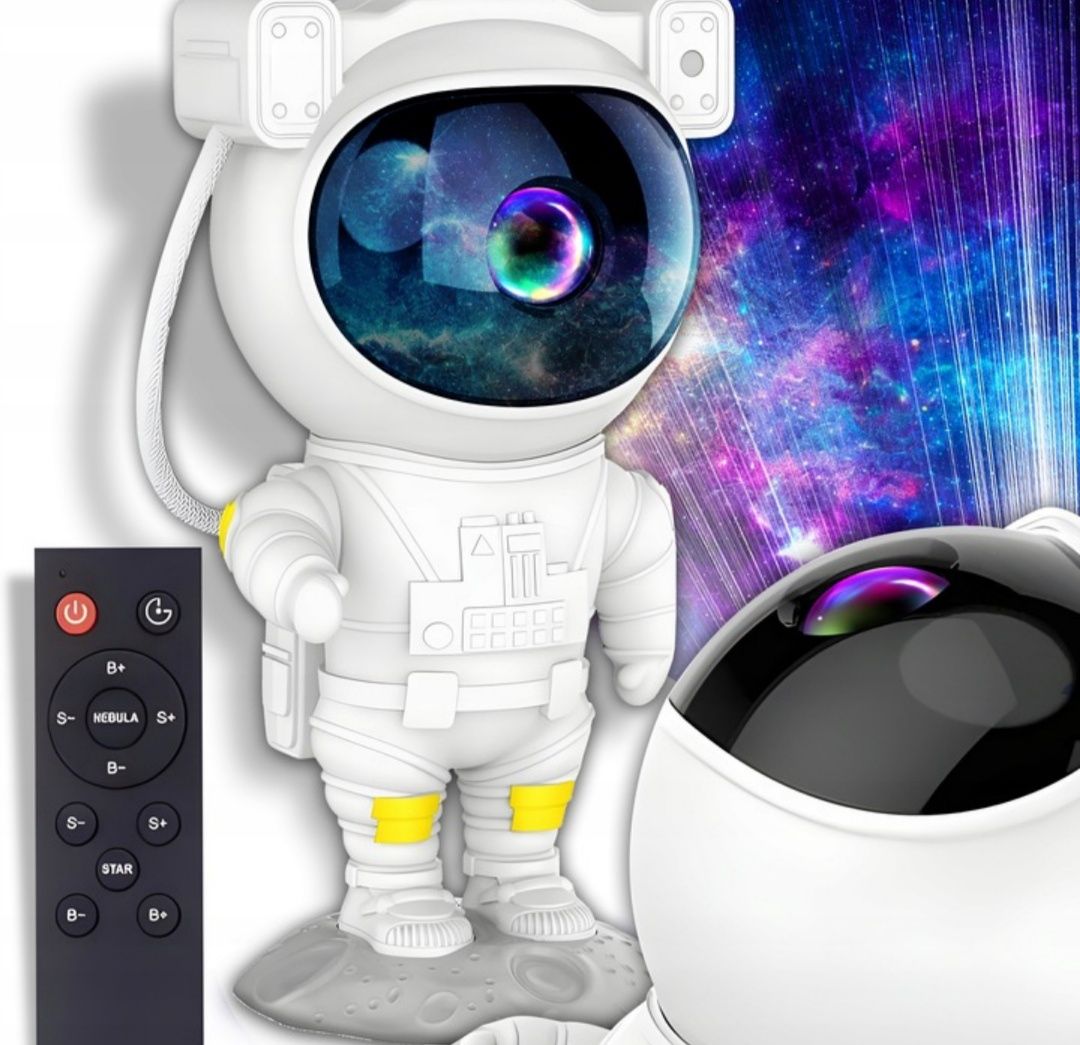 Projektor rzutnik gwiazd astronauta LED lampka nocna kosmos USB pilot