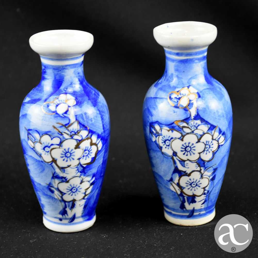 Par pequenas jarras, Porcelana da China, Decoração Flor de Amendoeira