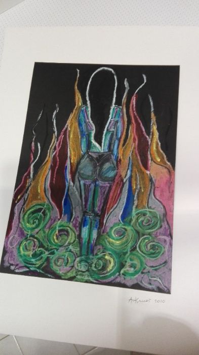 Piekło-obraz-pastel olejny.