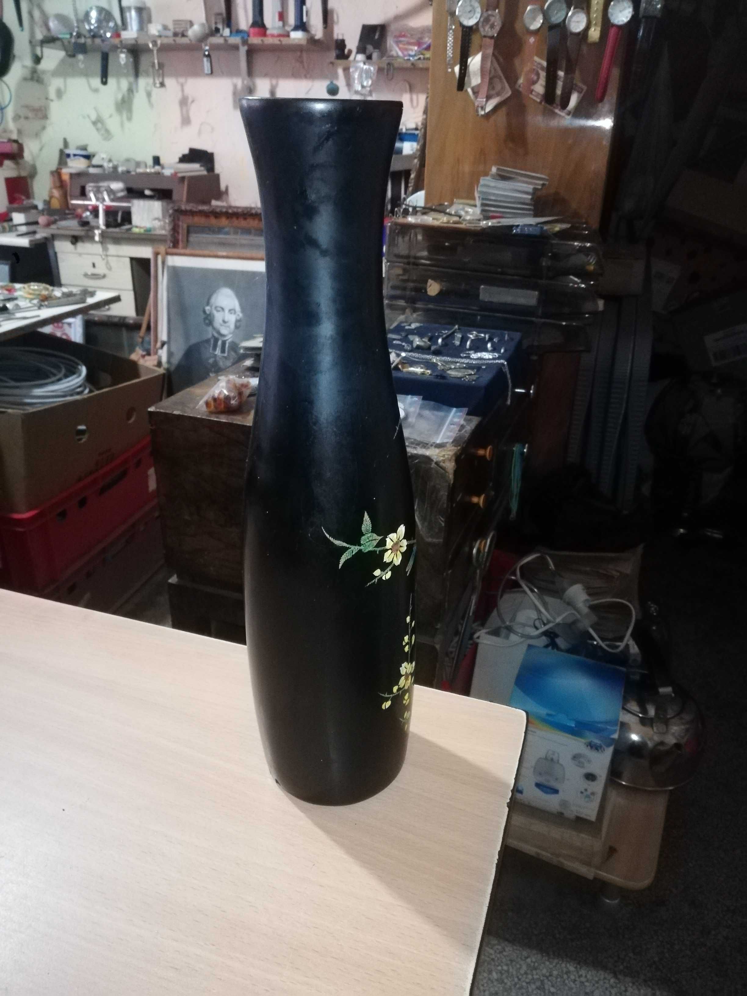 Stary drewniany wazon duży ręczna robota PRL   M